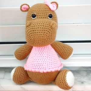 NEW cute crochet hippopotamus girl.
